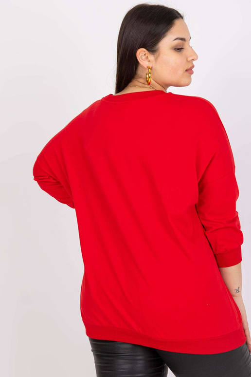 Červená nadměrná halenka s kulatým...