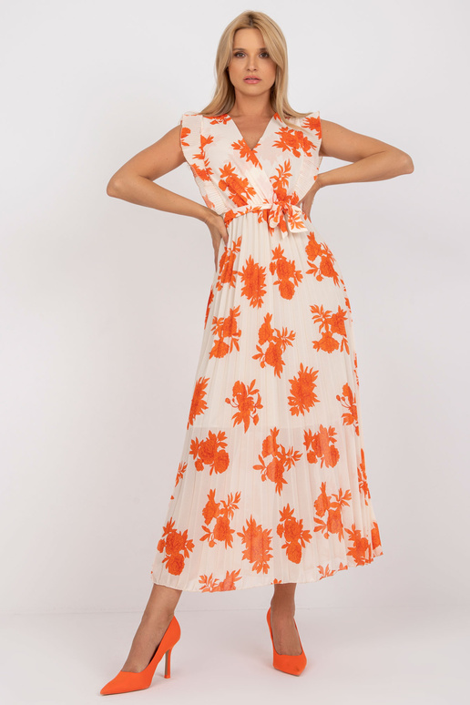 Béžové a oranžové dlouhé plisované...