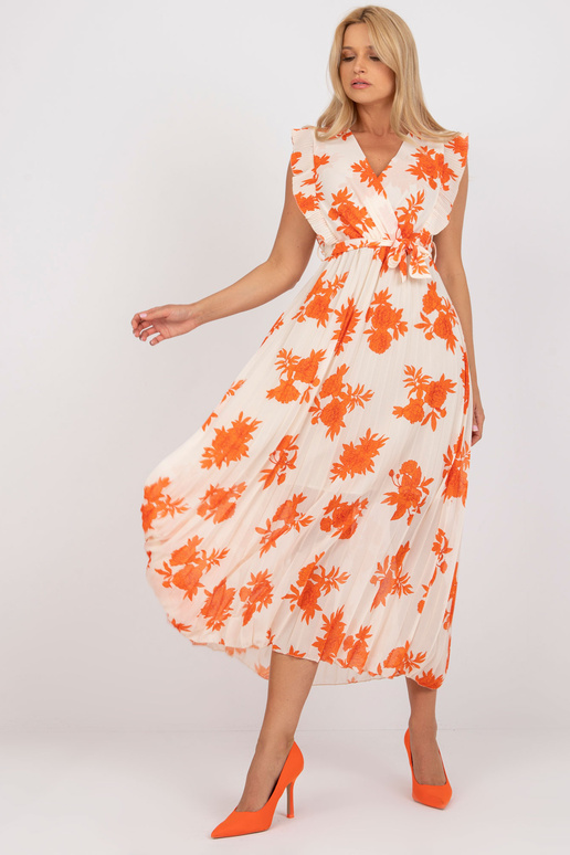 Béžové a oranžové dlouhé plisované...