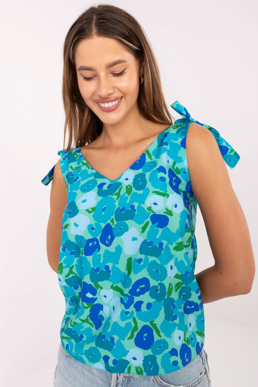Zelenomodrý top s výstřihem do V RUE...