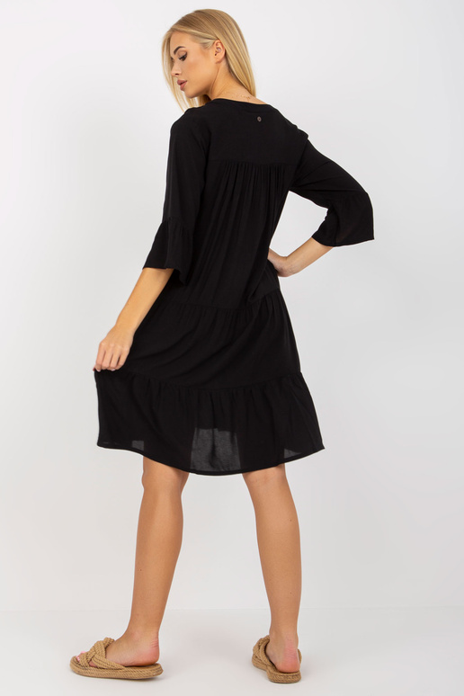 Černé viskózové boho šaty s volány a... Černé viskózové boho šaty s volány a...