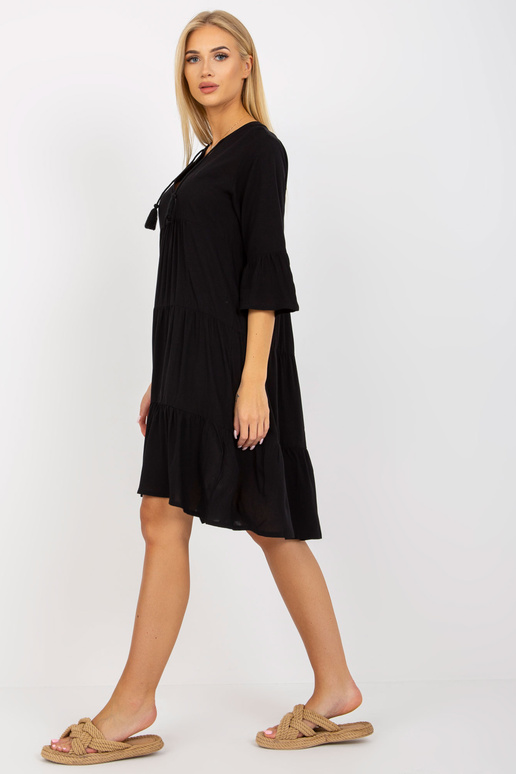 Černé viskózové boho šaty s volány a... Černé viskózové boho šaty s volány a...