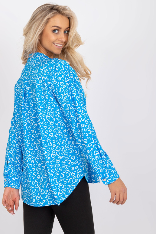 Modrá volná halenka s potiskem Inesa