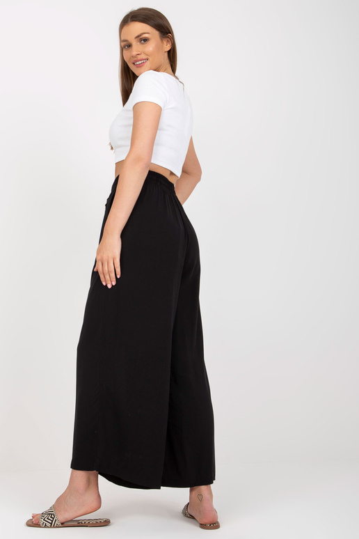 Černé široké látkové kalhoty s...