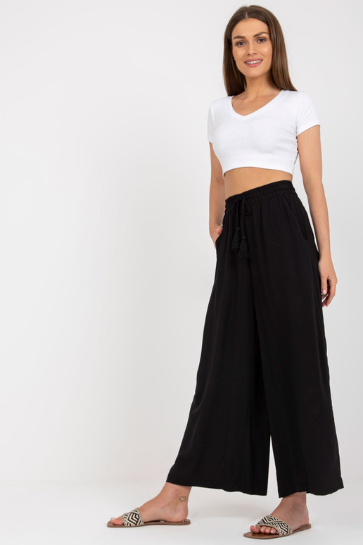Černé široké látkové kalhoty s...