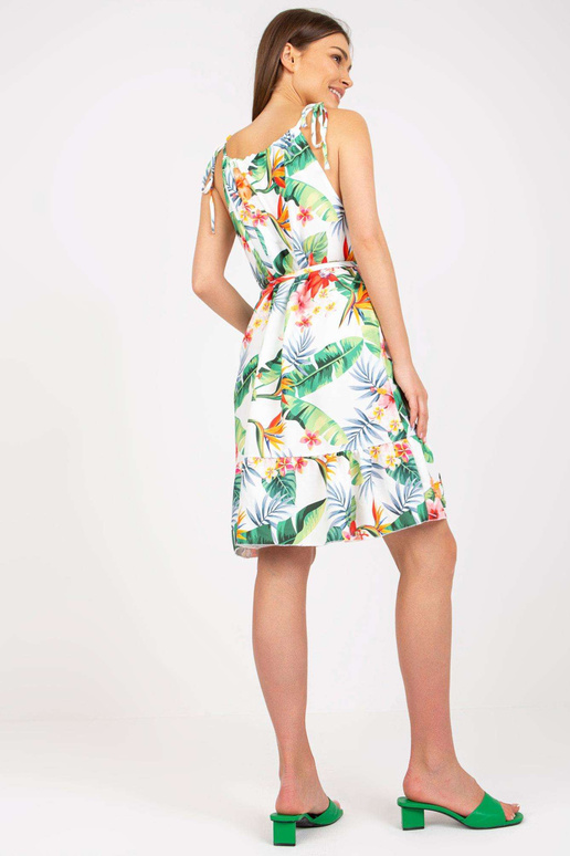 Bílé šaty s volánem a letním potiskem...