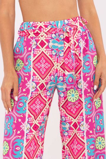 Růžové široké kalhoty s... 2