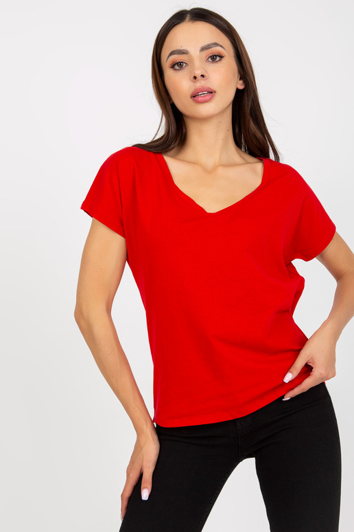 Červené dámské basic bavlněné tričko
