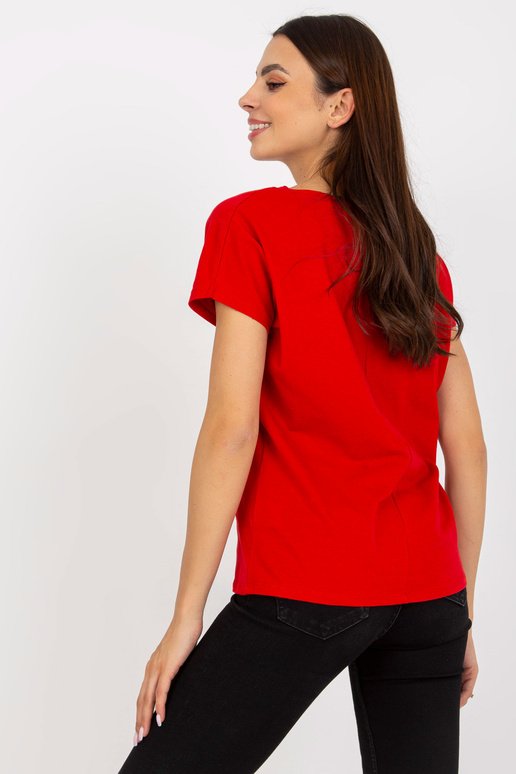 Červené dámské basic bavlněné tričko