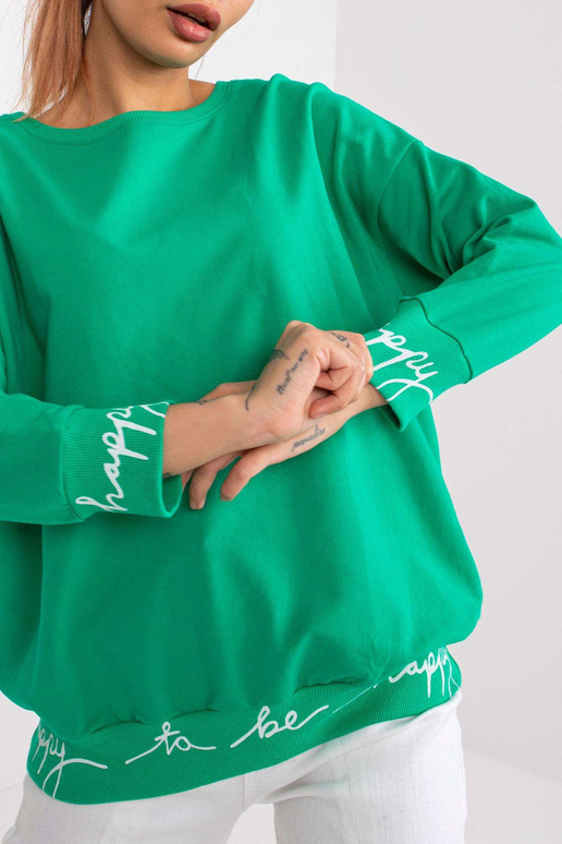 Zelená mikina s nápisy Charliza