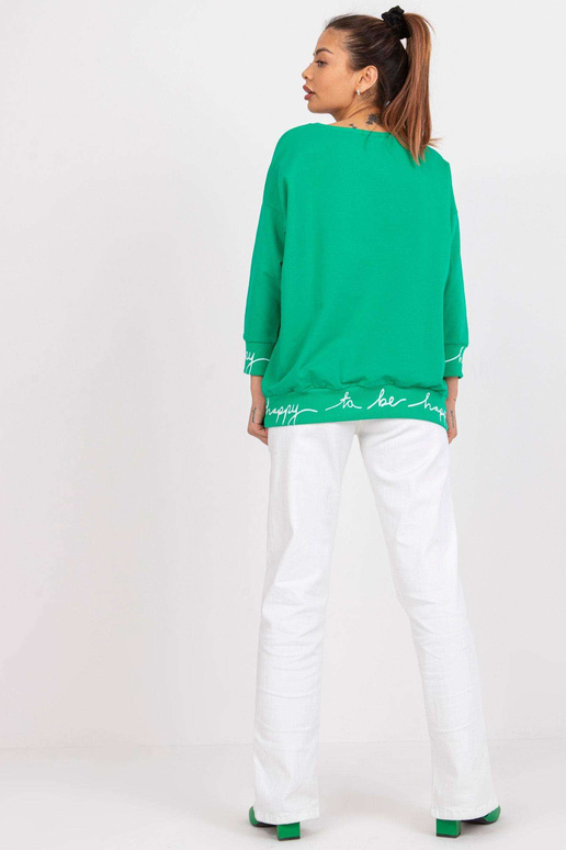 Zelená mikina s nápisy Charliza