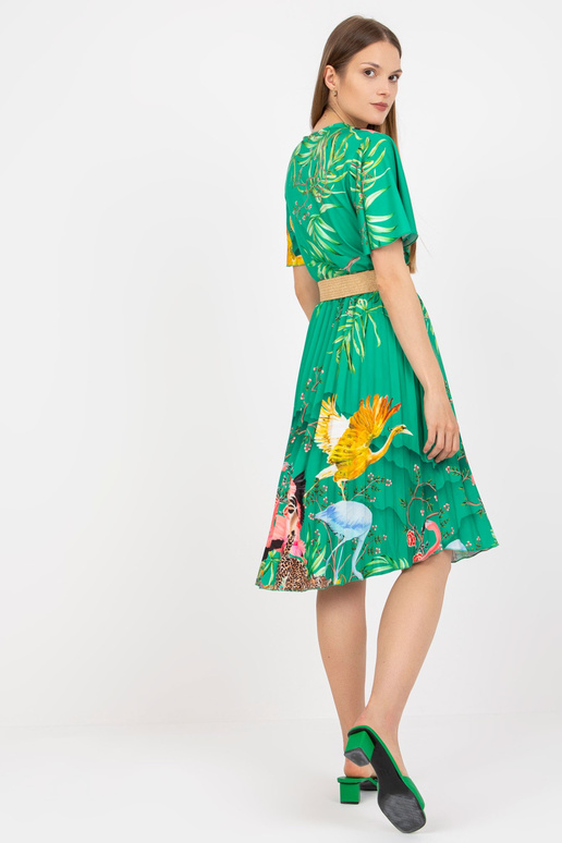 Zelené plisované šaty s potiskem a...