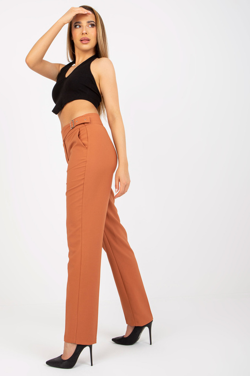 Měděné dámské látkové kalhoty s...