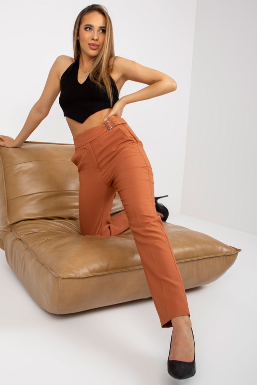 Měděné dámské látkové kalhoty s...