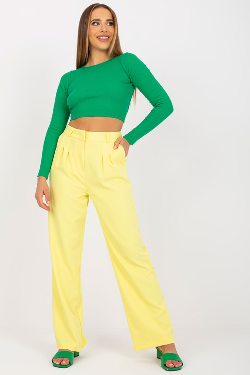 Světle žluté látkové kalhoty s... Světle žluté látkové kalhoty s...