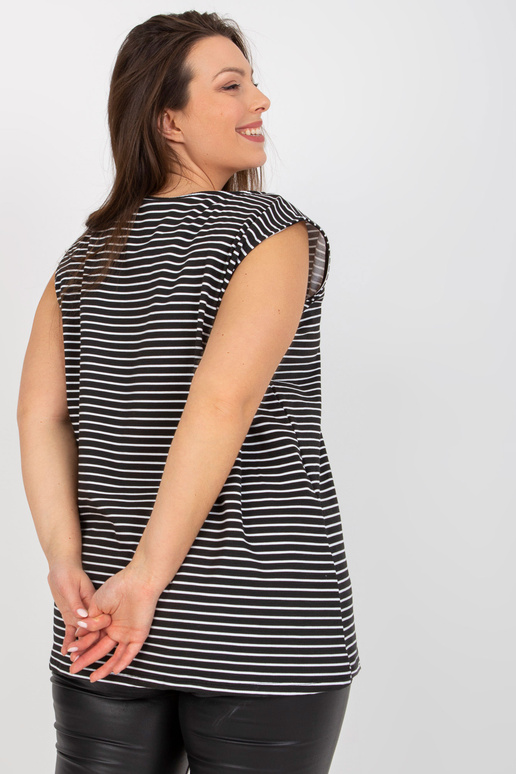 Černobílý top bez rukávů plus velikosti