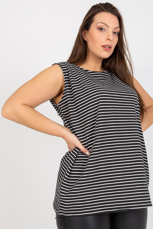 Černobílý top bez rukávů plus velikosti