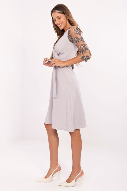 Šedé midi koktejlové šaty se...