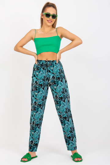 Černé látkové kalhoty s...