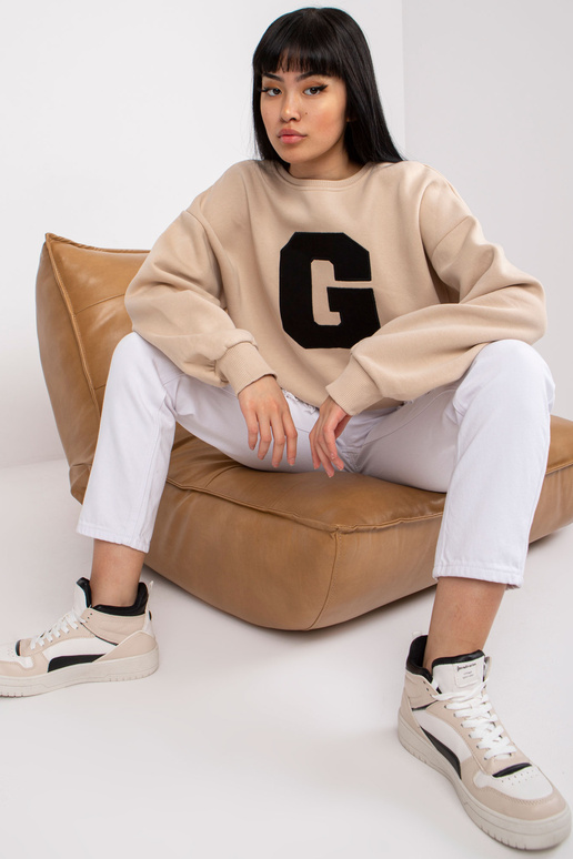 Béžová mikina Severine Bavlna bez kapuce