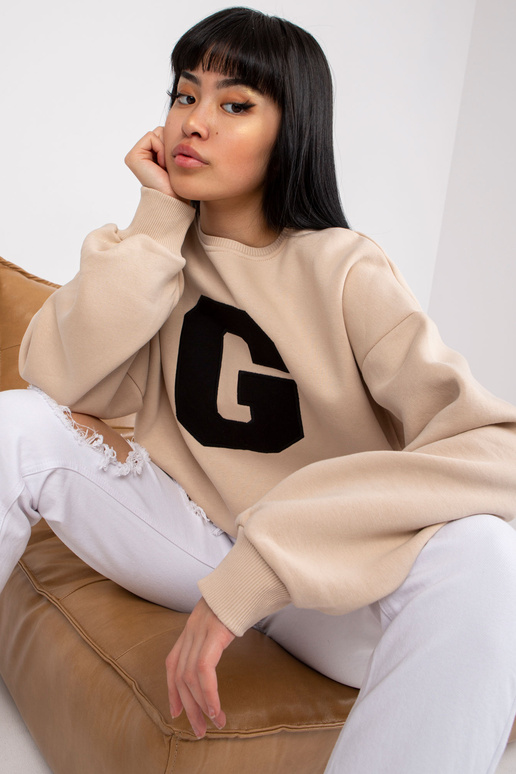 Béžová mikina Severine Bavlna bez kapuce