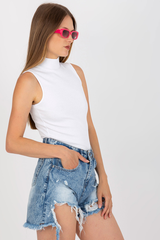 Bílý basic žebrovaný top s rolákem...