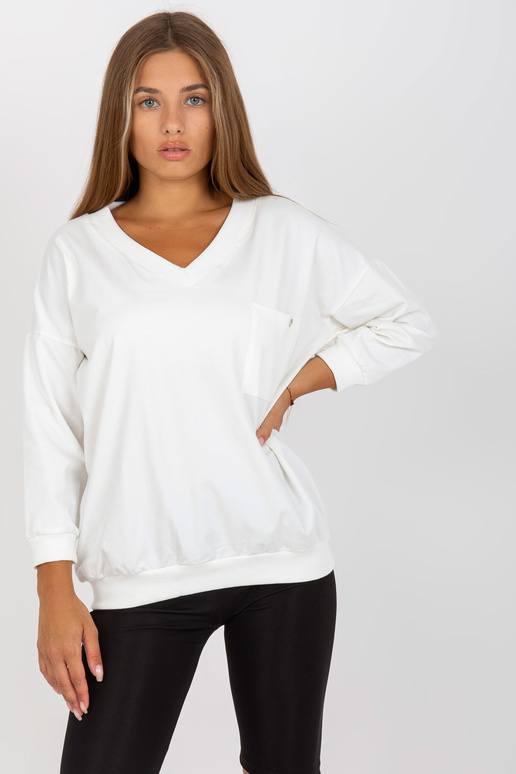 Ecru bavlněná halenka s výstřihem do V