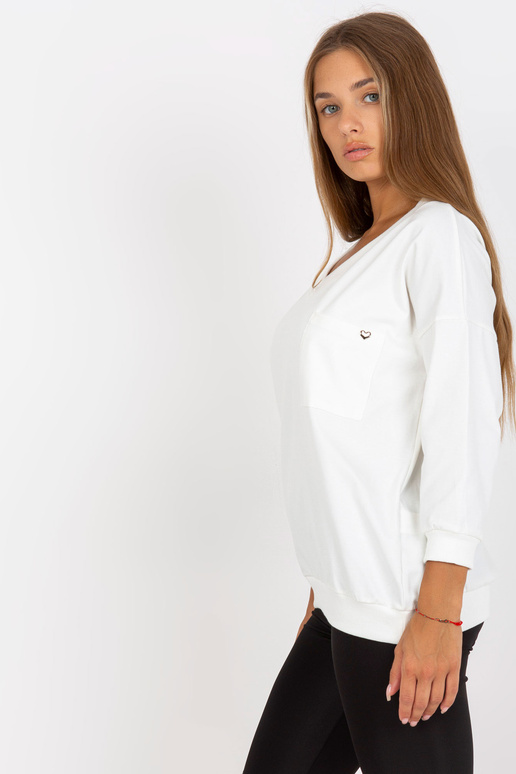 Ecru bavlněná halenka s výstřihem do V