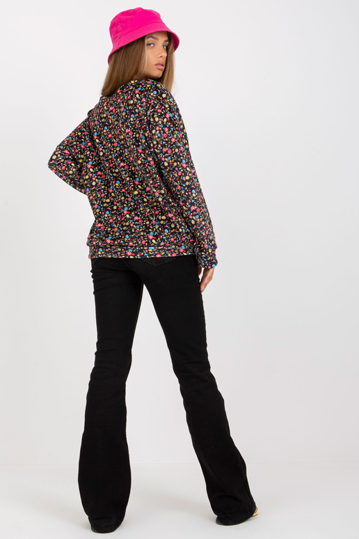 Černá velurová květinová halenka s...