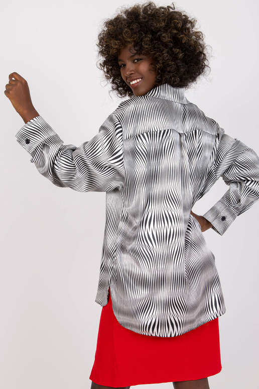 Bílá a černá dámská košile s dlouhým...