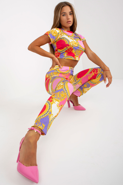 Růžový vzorovaný ležérní dvoudílný...