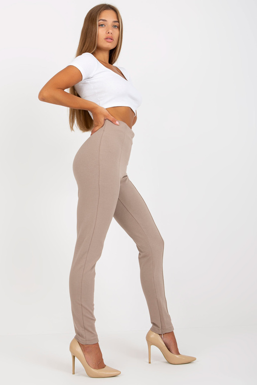 Tmavě béžové bavlněné legíny basic s...