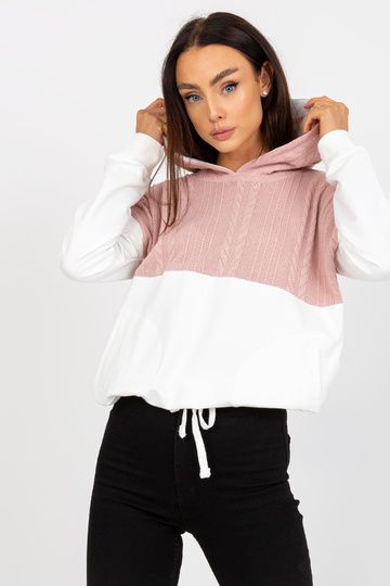 Růžovobílá mikina s kapucí...