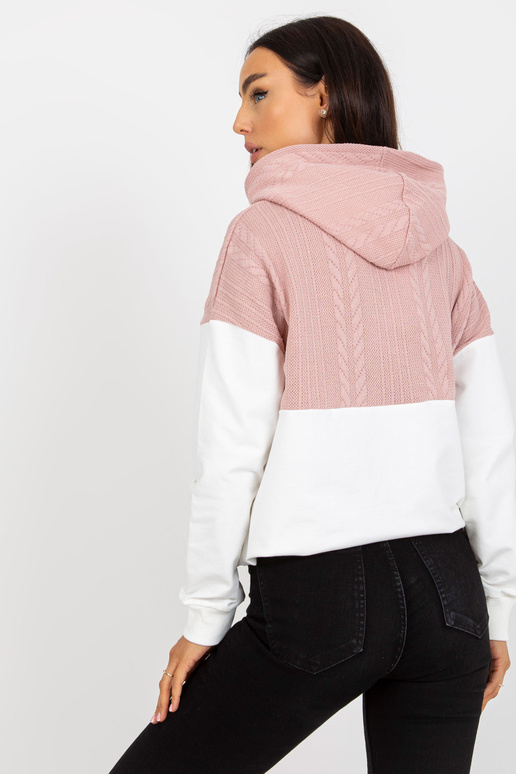 Růžovobílá mikina s kapucí RUE PARIS