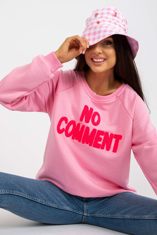 Růžová mikina bez kapuce s nápisem...