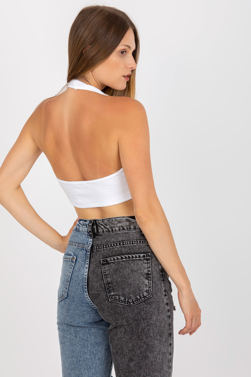 Bílý bavlněný crop top basic v...