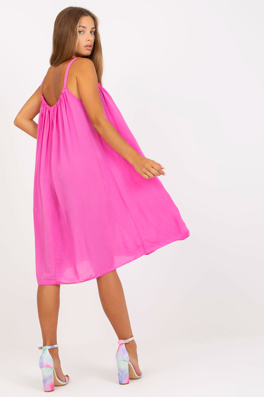 Tmavě růžové ležérní šaty s viskózou...