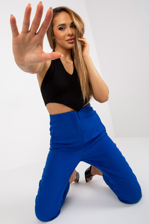 Kobaltové látkové kalhoty s rovnými... Kobaltové látkové kalhoty s rovnými...