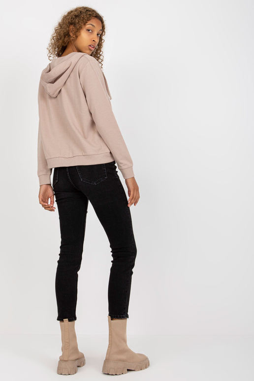 Béžová basic mikina na zip s kapucí