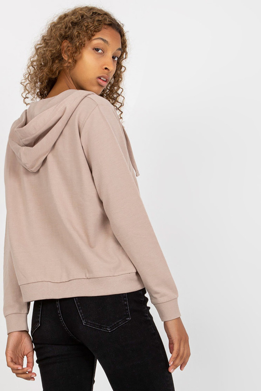 Béžová basic mikina na zip s kapucí