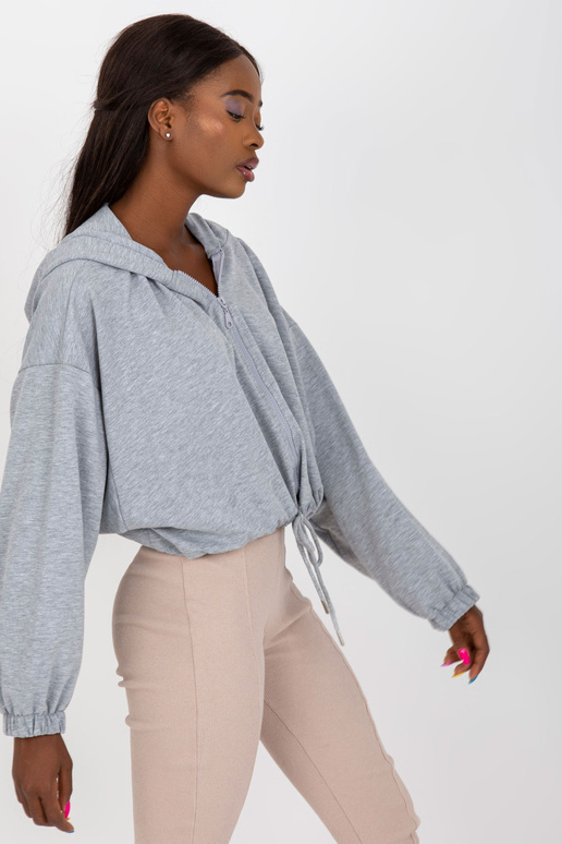 Šedá melanžová mikina s širokými...