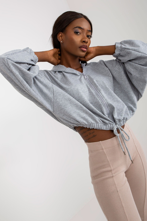 Šedá melanžová mikina s širokými...