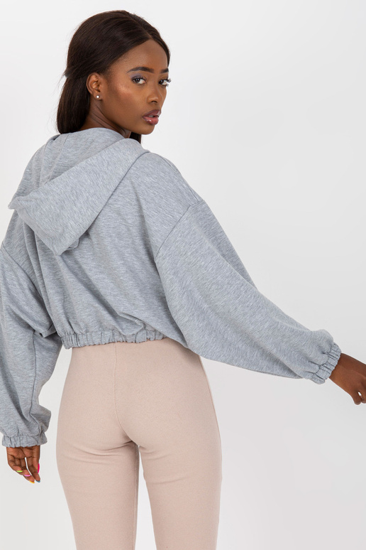 Šedá melanžová mikina s širokými...