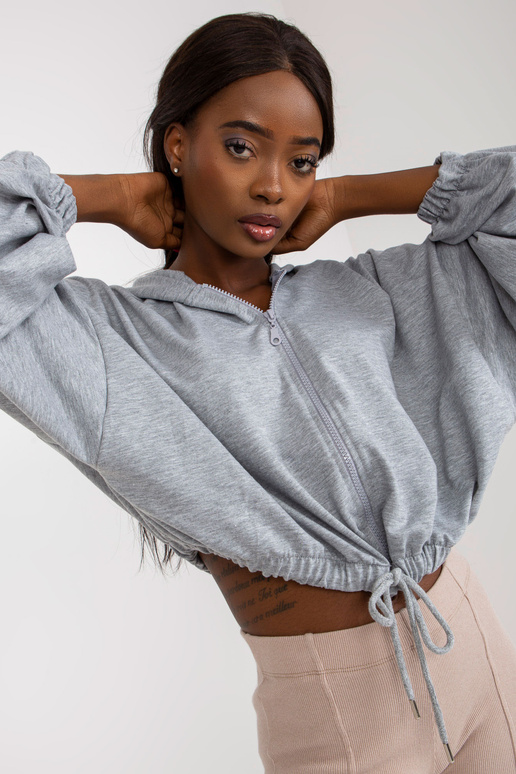 Šedá melanžová mikina s širokými...