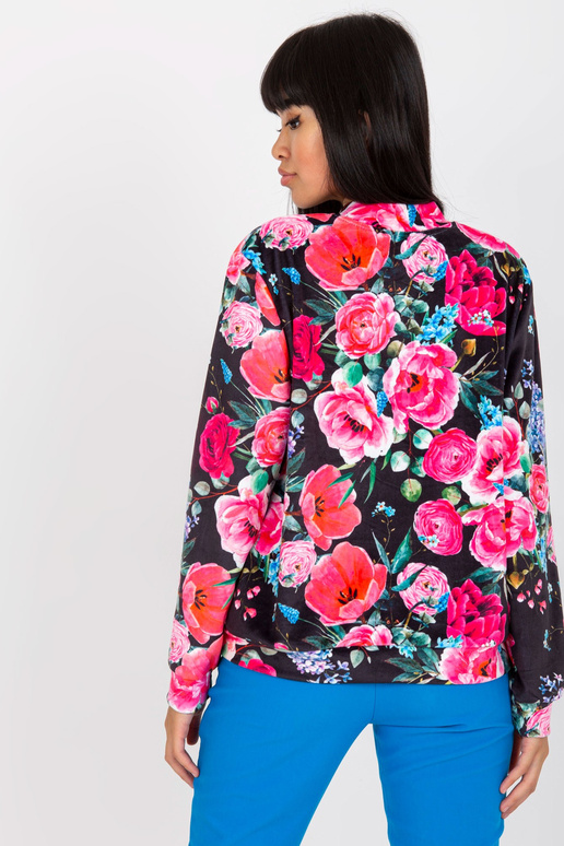 Černo-růžová velurová bomber mikina s...