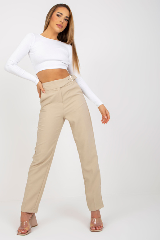 Béžové dámské kalhoty z obleku s kapsami Béžové dámské kalhoty z obleku s kapsami