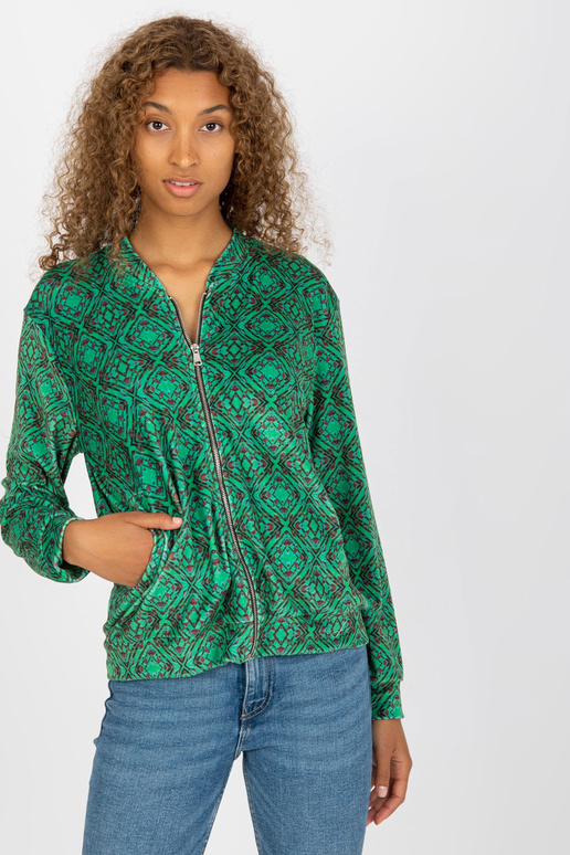 Zelená vzorovaná bomber mikina s...