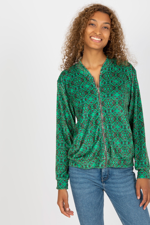 Zelená vzorovaná bomber mikina s...