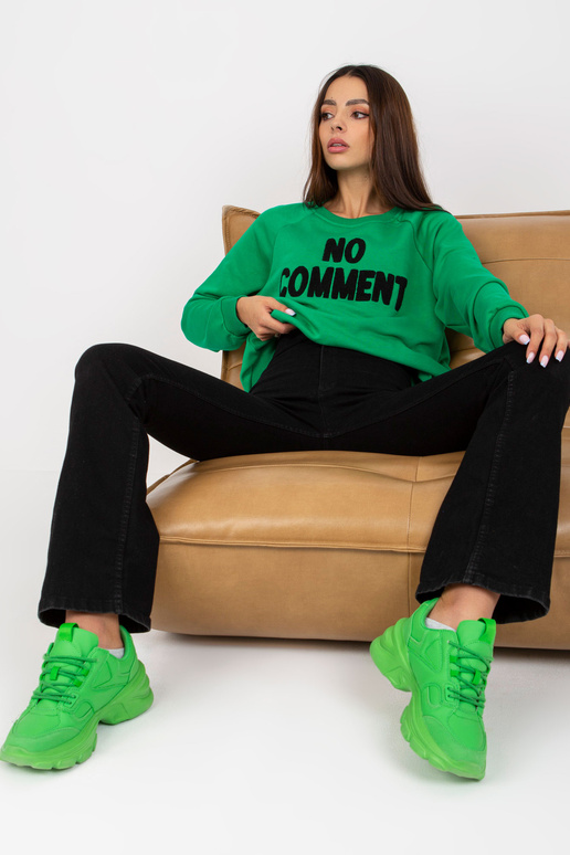 Zelená mikina bez kapuce s nášivkou...