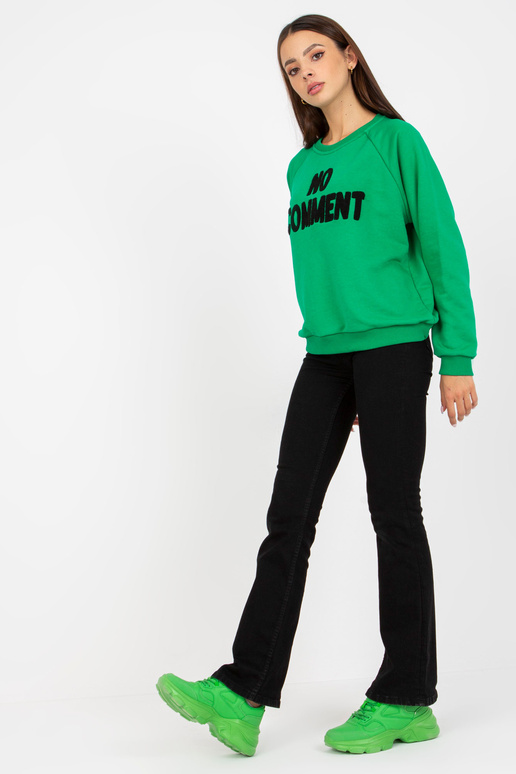 Zelená mikina bez kapuce s nášivkou...